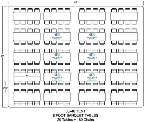 30 x 40 Foot Frame Tent (96-160 Seats)