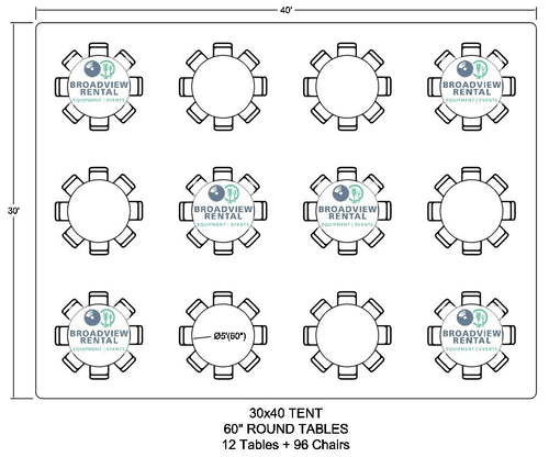 30 x 40 Foot Frame Tent (96-160 Seats)