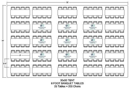 30 x 50 Foot Frame Tent (120-200 Seats)