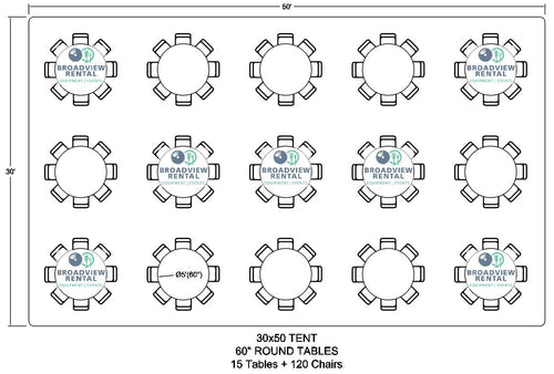 30 x 50 Foot Frame Tent (120-200 Seats)