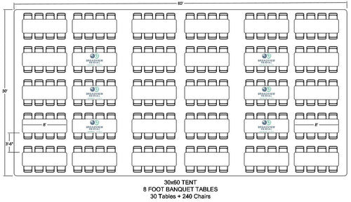 30 x 60 Foot Frame Tent (144-240 Seats)