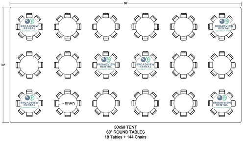 30 x 60 Foot Frame Tent (144-240 Seats)