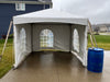 White outdoor 10x10 tent rental for a holiday gathering in Northeast Ohio.