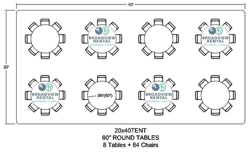 20 x 40 Foot Frame Tent (64-96 Seats)