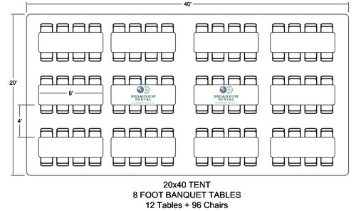 20 x 40 Foot Frame Tent (64-96 Seats)