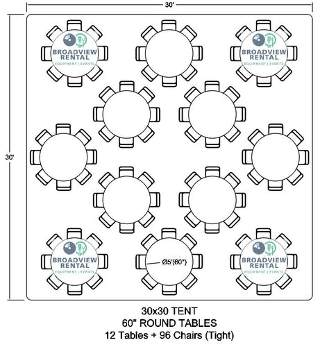 30 x 30 Foot Frame Tent (72-120 Seats)