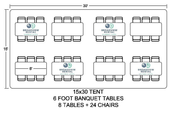 15 x 30 Foot Frame Tent (36-48 Seats)