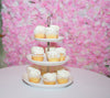 3 Tier White & Silver Dessert Tray