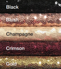 Black, Blush, Champagne, Crimson and Gold sequin linen options.