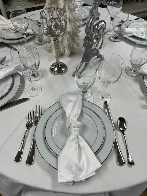 Mint Julep White Salad Plate with Silver Trim