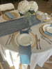 A dusty blue water goblet is the perfect addition to a place setting for a Cleveland wedding.