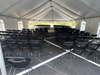 Black folding chairs available for corporate event rentals in Northeast Ohio from Broadview Rental.