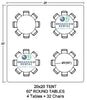 A seating chart layout using round tables for a 20x20 tent in Cleveland.
