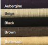Aubergine, Beige, Black, Brown and Buttercup textured luxury linens.