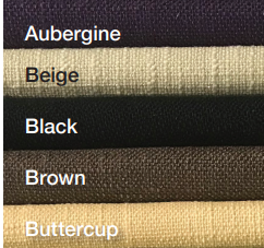 Aubergine, Beige, Black, Brown and Buttercup textured luxury linens.